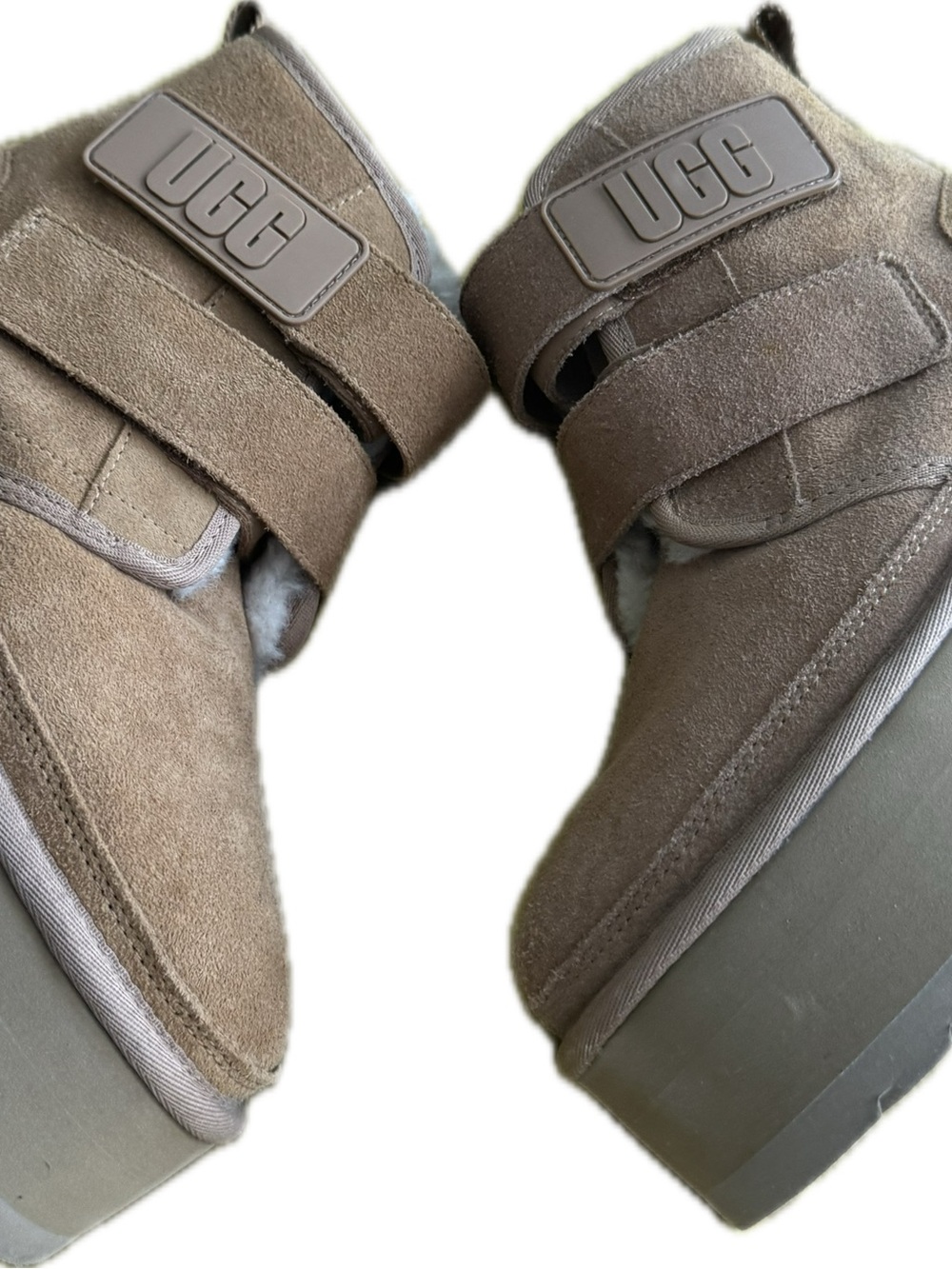 UGG Women's Suede Platform Strap Boot in Taupe